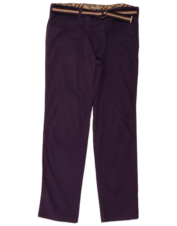 Burberry Mens Straight Casual Trousers W36 L32 Purple Cotton