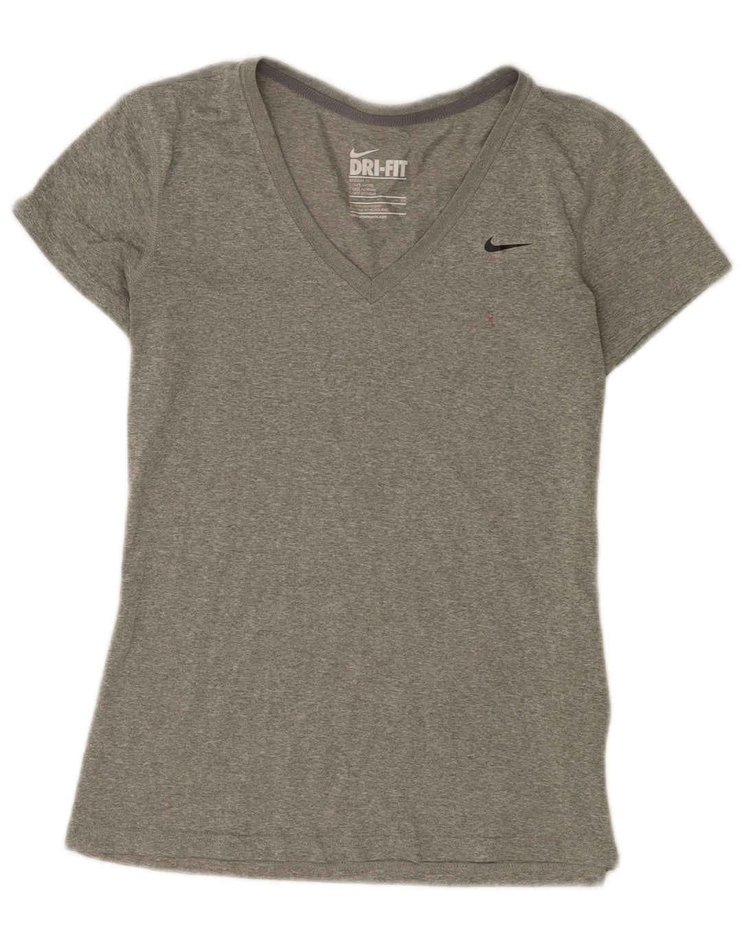 Nike Womens T-Shirt Top UK 10 Small Grey Flecked Polyester