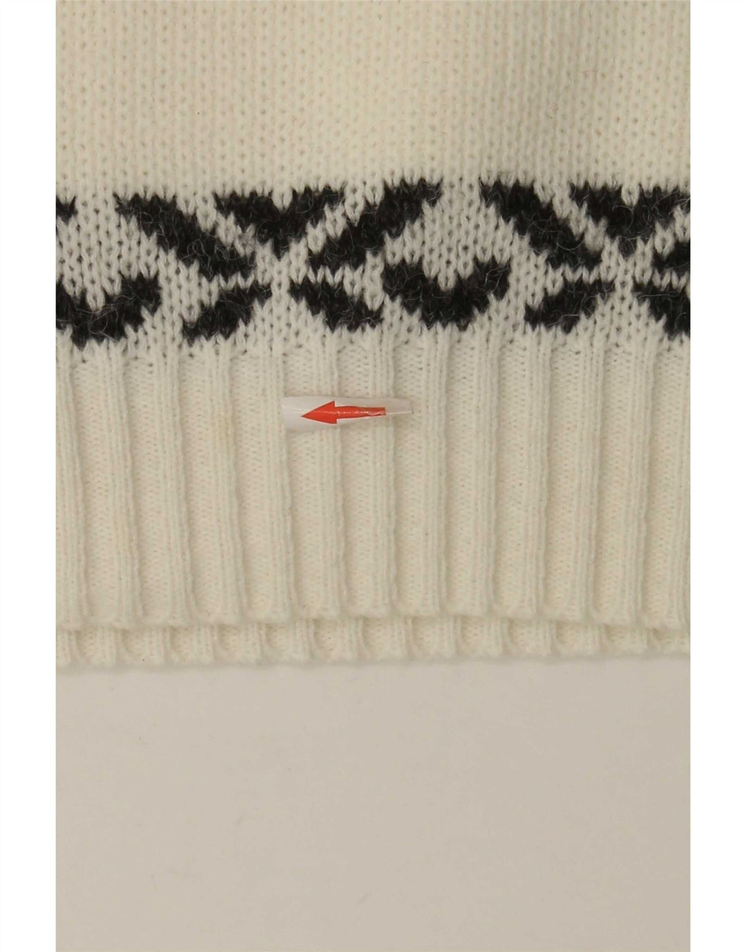 Vintage Mens Crew Neck Jumper Sweater Medium White Fair Isle