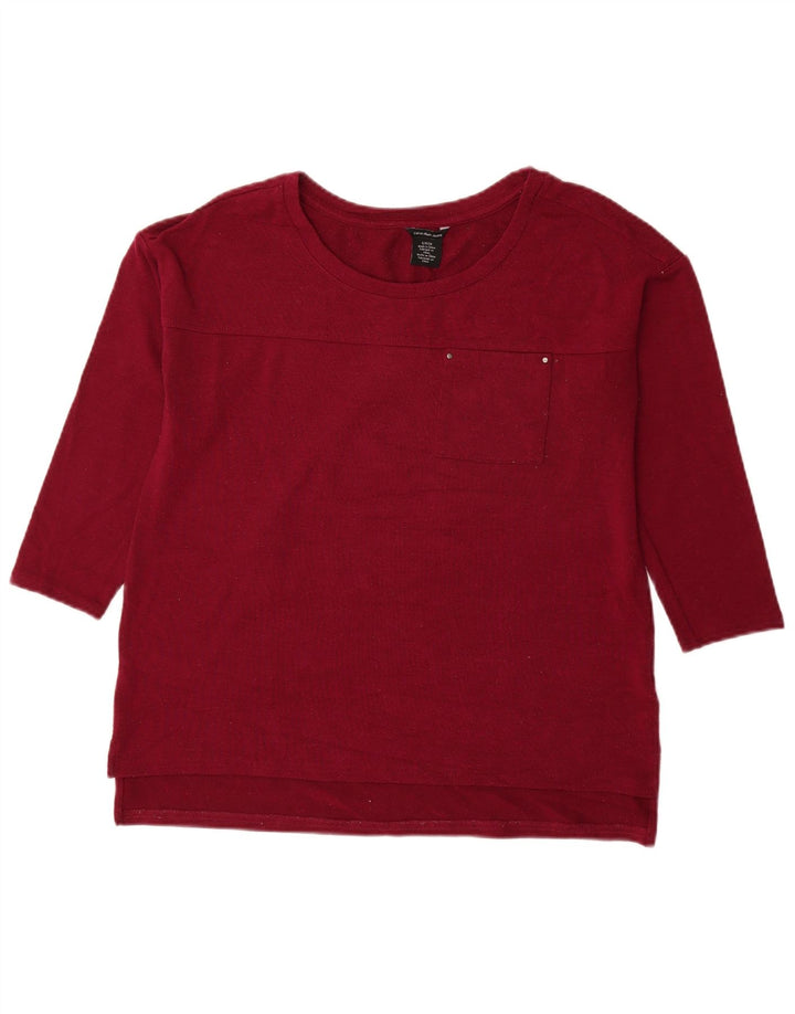 CALVIN KLEIN JEANS Womens Top 3/4 Sleeve UK 10 Small Burgundy Polyester