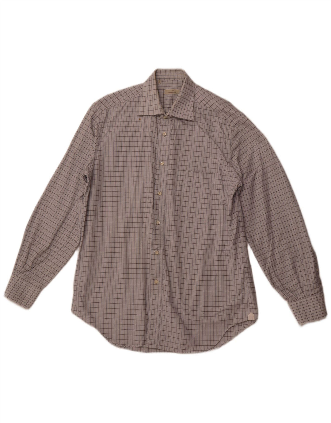 ERMENEGILDO ZEGNA Mens Shirt Size 41 16 Large Off White Check Cotton