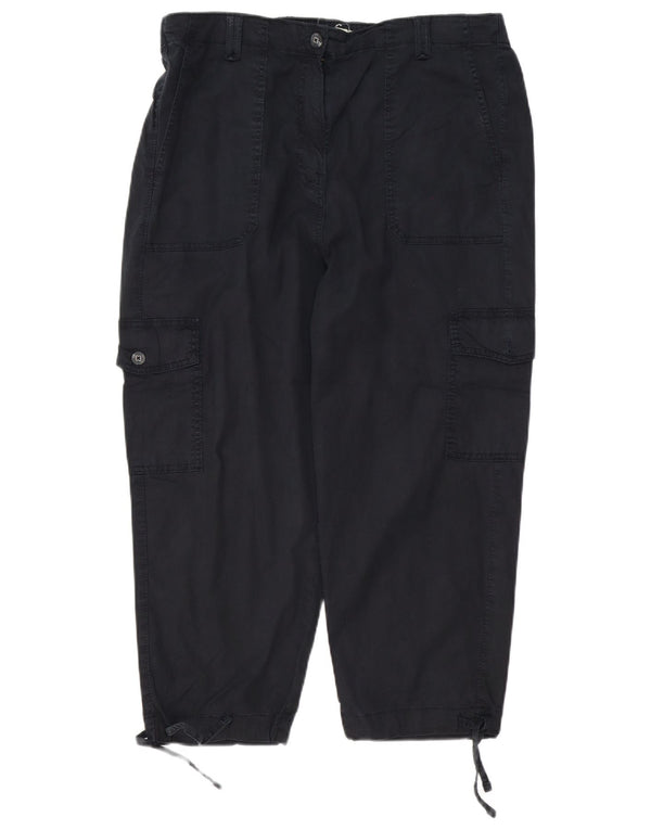 Marks & Spencer Womens High Waist Cargo Trousers UK 16 Large W38 L23 Black