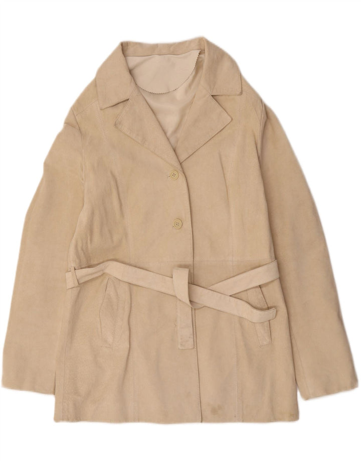 Conbipel Womens Suede Jacket IT 50 XL Off White Leather