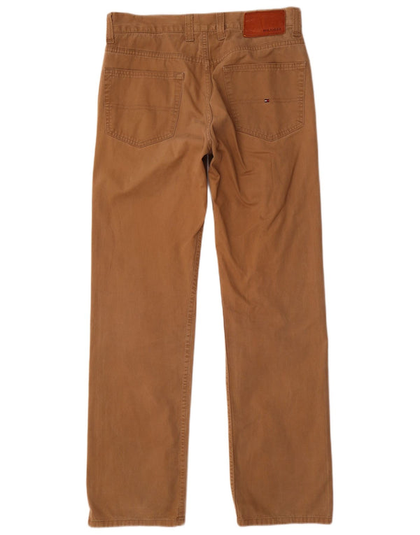 Tommy Hilfiger Mens Straight Casual Trousers W32 L32 Brown Cotton