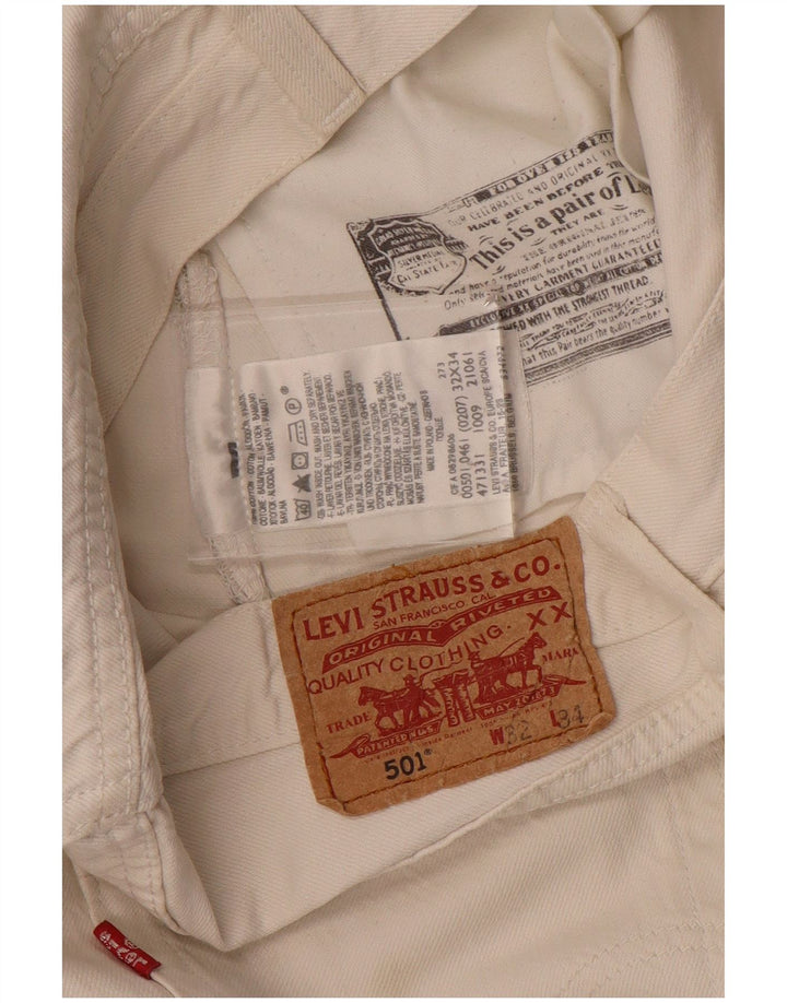 Levi's Mens 501 Straight Jeans W32 L26 White Cotton