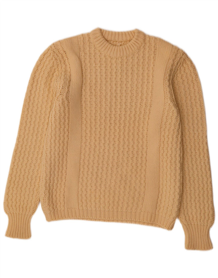 VINTAGE Womens Crew Neck Jumper Sweater UK 14 Medium Beige