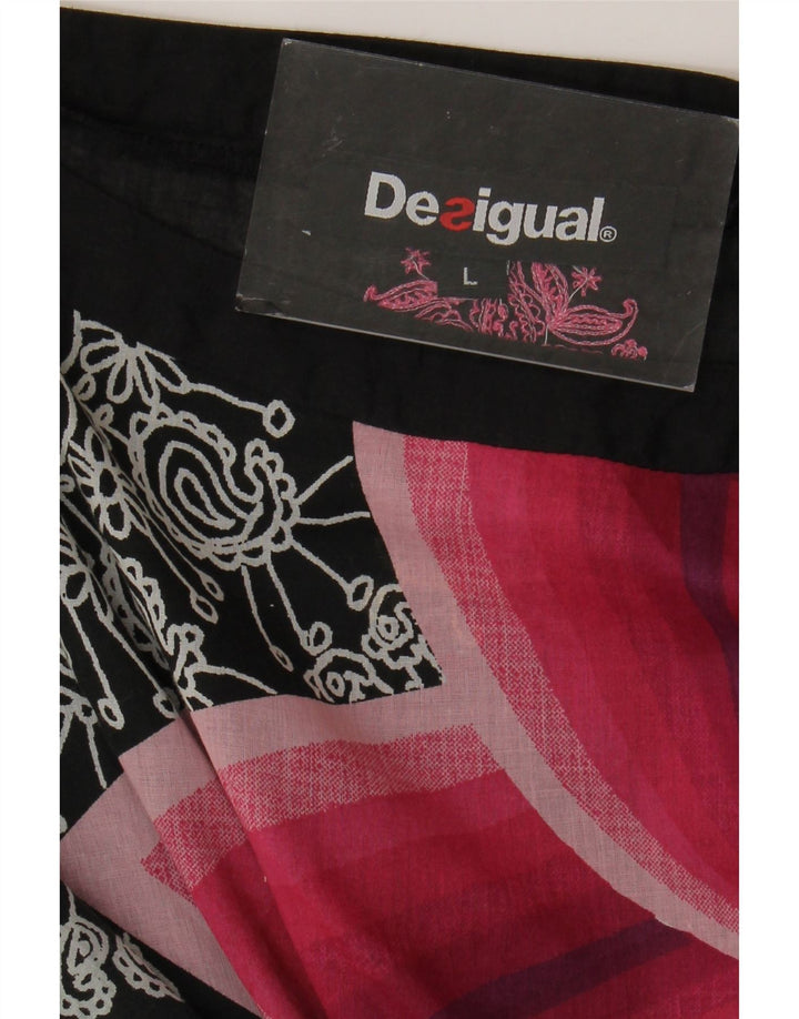 Desigual Womens See Through Oversized Blouse Top UK 16 Large Black Floral