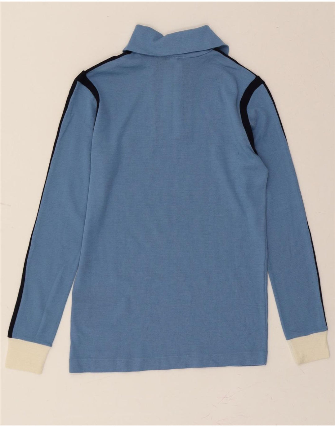 GISPA Mens Zip Neck Jumper Sweater IT 50 Medium Blue Colourblock Wool Vintage Gispa and Second-Hand Gispa from Messina Hembry 