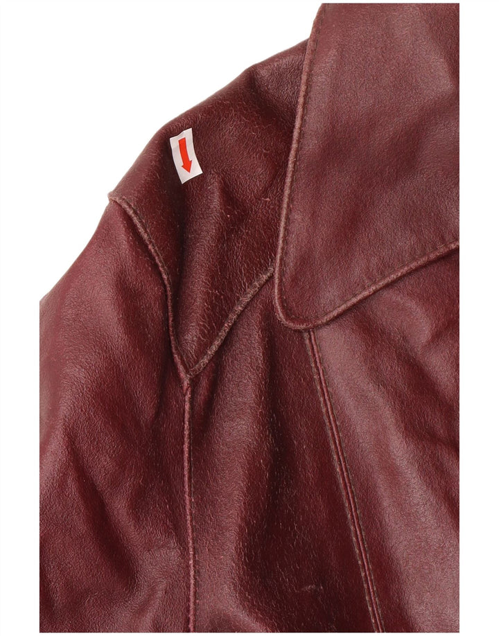 Womens Leather Jacket UK 10 Small Maroon Leather