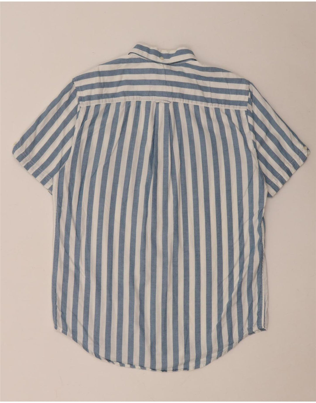 Ben Sherman Mens Short Sleeve Shirt Medium Blue Striped Cotton