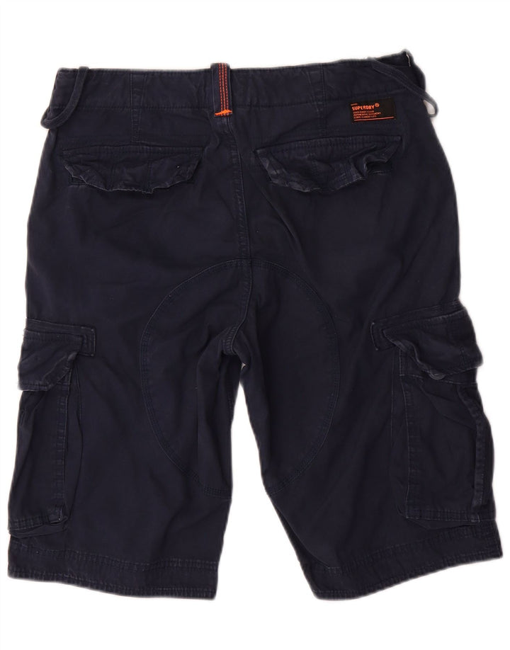 Superdry Mens Slim Cargo Shorts W30 Medium Navy Blue Cotton