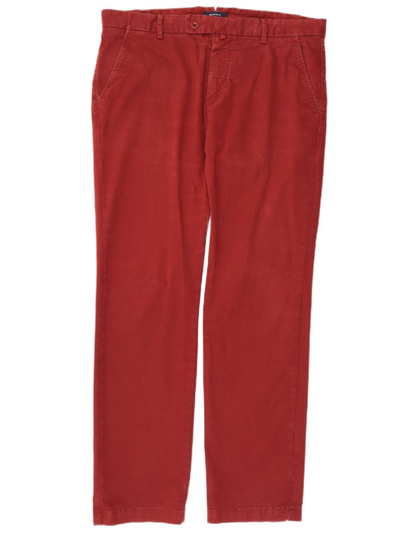Gant Mens Soho Low Waist Chino Trousers W36 L32 Red Cotton