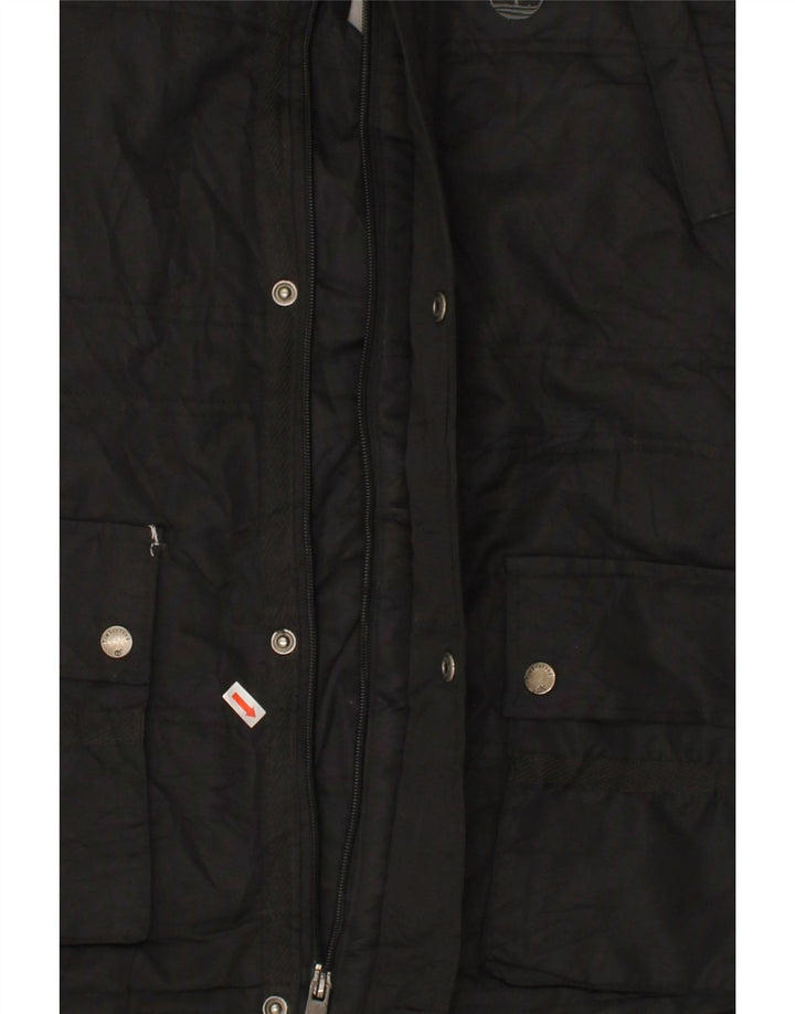TIMBERLAND Womens Hooded Windbreaker Jacket UK 10 Small Black Vintage Timberland and Second-Hand Timberland from Messina Hembry 