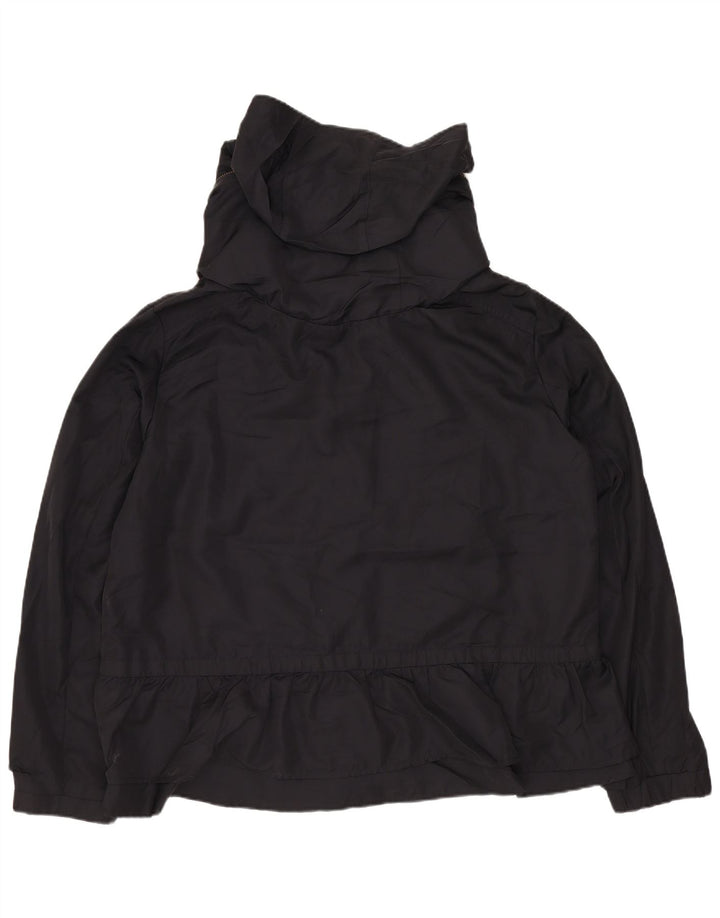 Zara Womens Hooded Crop Rain Jacket UK 16 Large Black Polyester