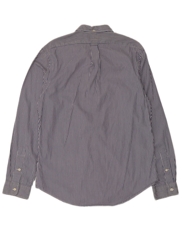 Polo Ralph Lauren Mens Slim Fit Shirt Large Navy Blue Pinstripe Cotton