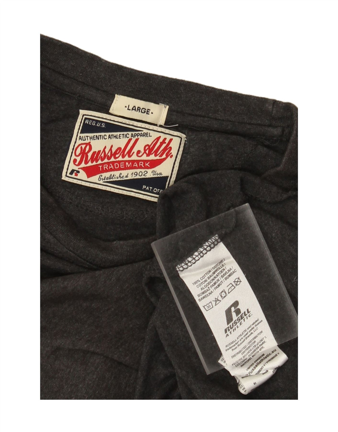 Russell Athletic Mens Graphic Top Long Sleeve Large Grey Cotton