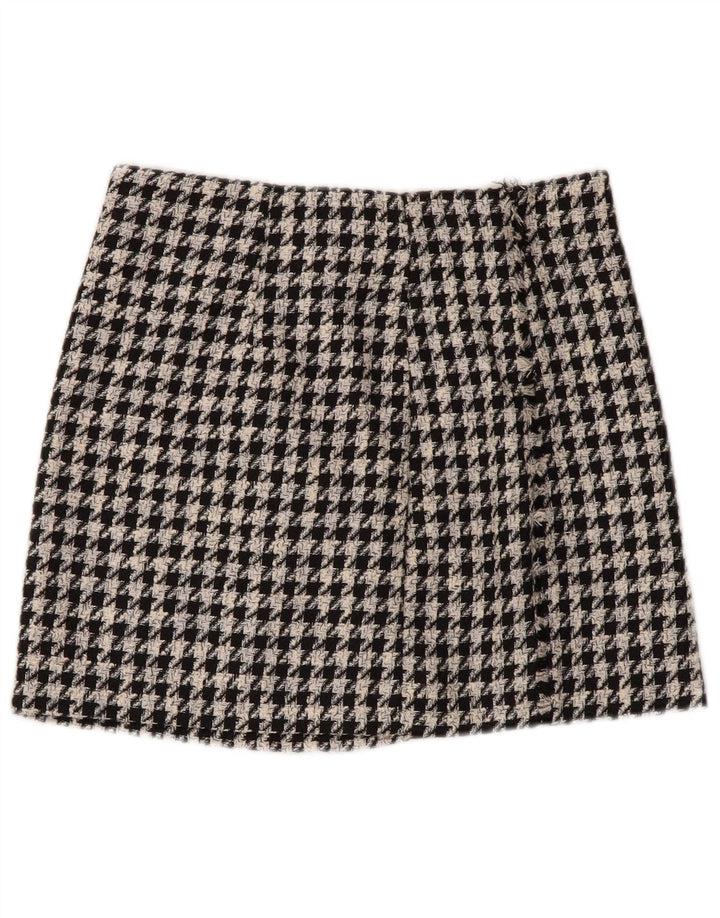 Zara Womens Mini Skirt Small W26 Black Houndstooth Polyester