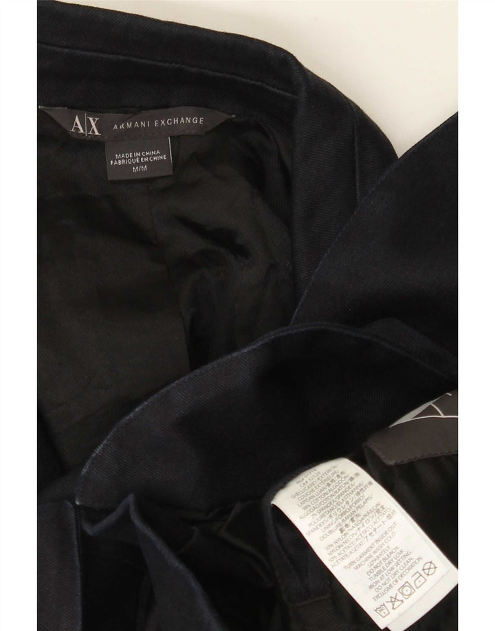 Armani Exchange Mens 2 Button Blazer Jacket UK 38 Medium Navy Blue Cotton