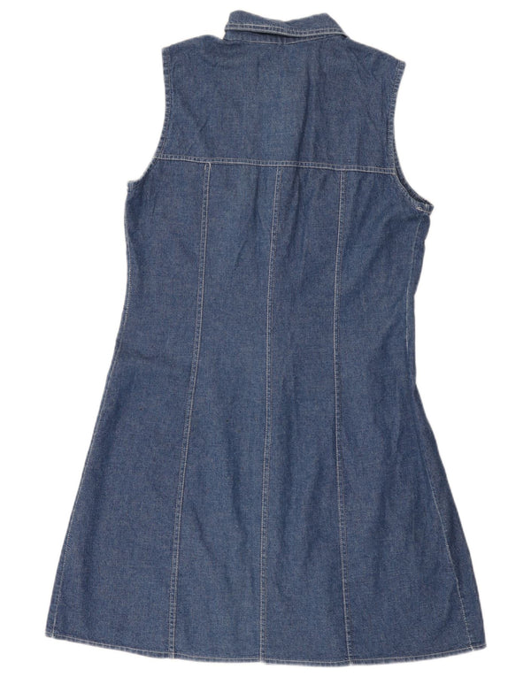 Vintage Womens Sleeveless Denim Dress UK 14 Large Blue Cotton