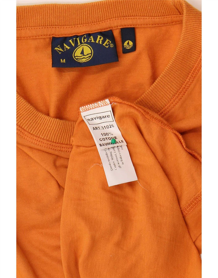 Navigare Mens T-Shirt Top Medium Orange Cotton