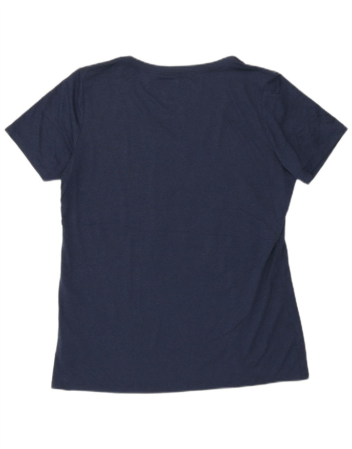 NIKE Womens Graphic T-Shirt Top UK 14 Large Navy Blue Polyester