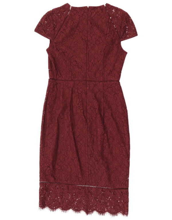 Phase Eight Womens Lace Sheath Dress UK 12 Medium Burgundy Floral Nylon