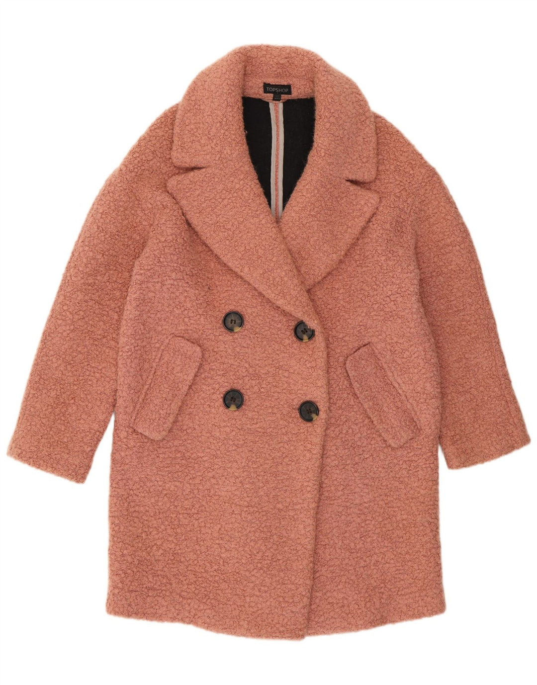 Topshop Womens Oversized Double Breasted Coat UK 10 Small Pink Wool