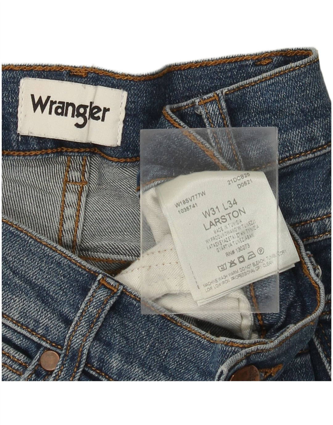 WRANGLER Mens Larston Slim Jeans W31 L34 Blue Cotton