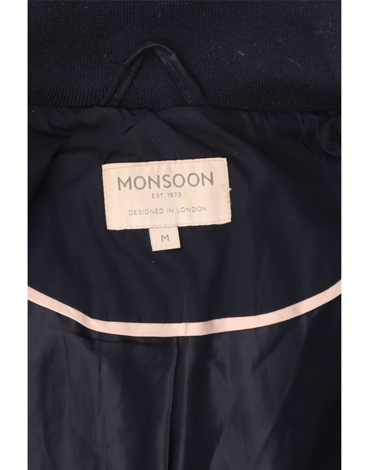 Monsoon Womens Oversized Hooded Padded Jacket UK 14 Medium Navy Blue