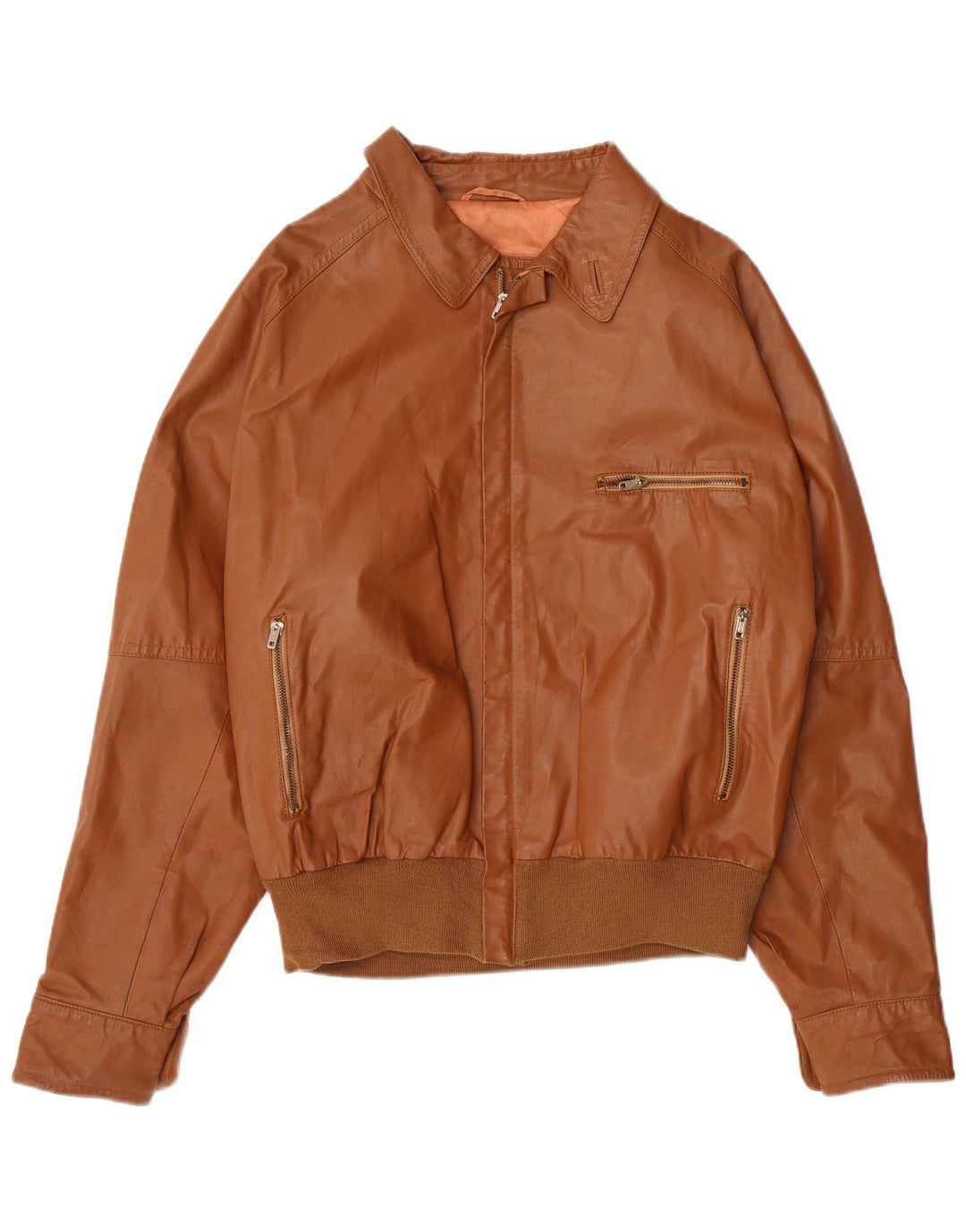 VINTAGE Mens Leather Jacket IT 50 Large Brown
