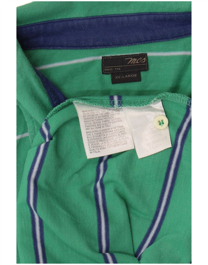 MARLBORO CLASSICS Mens Polo Shirt 2XL Green Striped Cotton