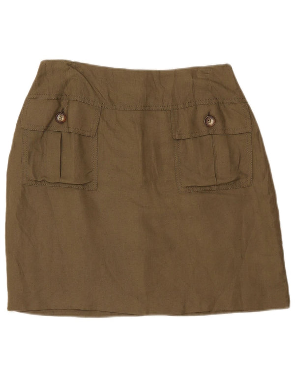 LAURA LINDOR Womens Mini Skirt EU 40 Medium W28  Khaki Polyamide