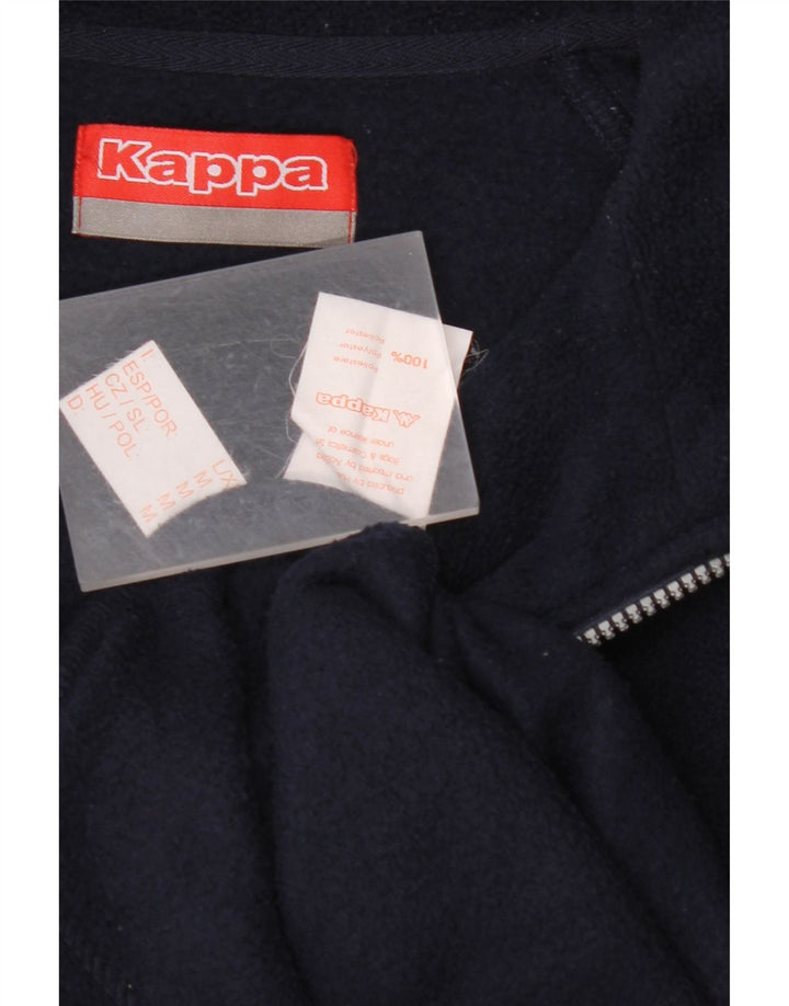 KAPPA Mens Zip Neck Fleece Jumper Large Navy Blue Polyester