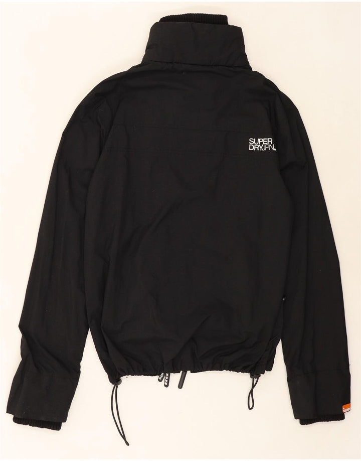 SUPERDRY Womens Rain Jacket UK 14 Large Black Nylon Vintage Superdry and Second-Hand Superdry from Messina Hembry 