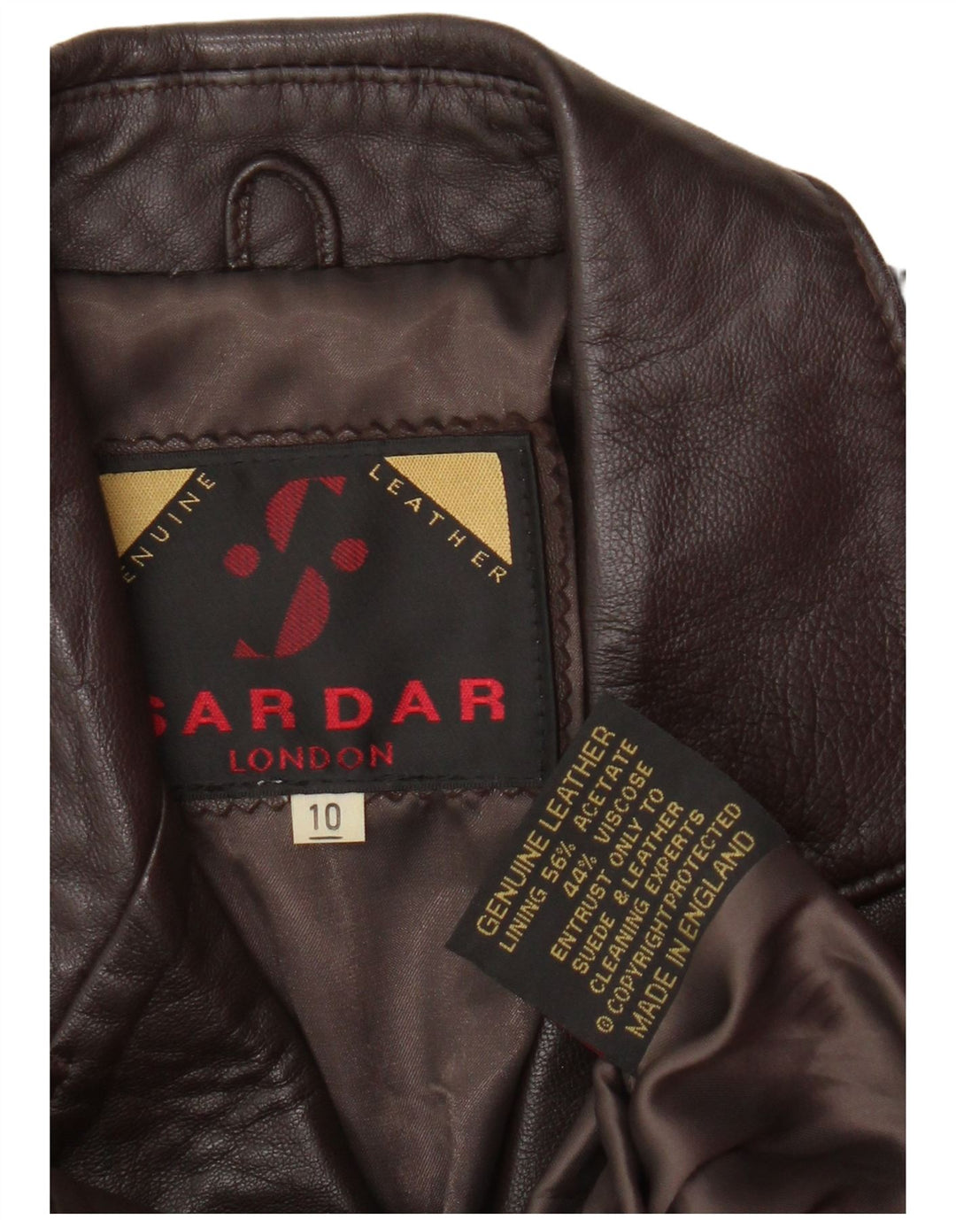 Sardar Womens 4 Button Leather Blazer Jacket UK 10 Small Brown Leather