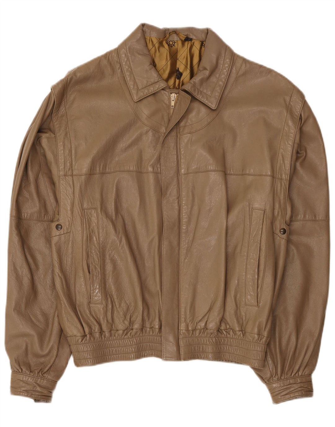 Vintage Mens Leather Jacket UK 38 Medium Beige