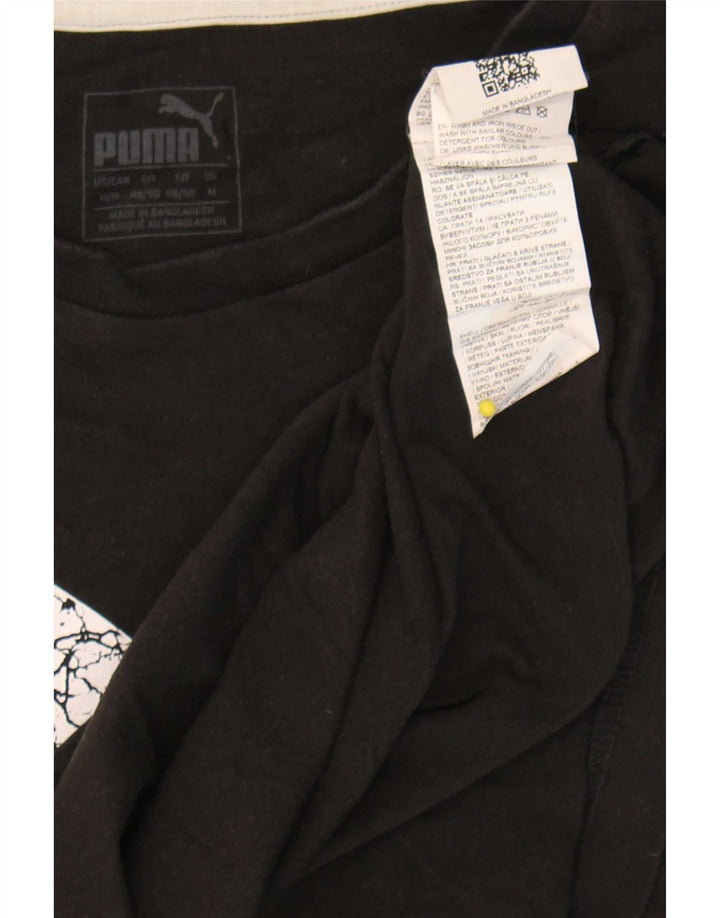 Puma Mens Graphic T-Shirt Top Medium Black Cotton