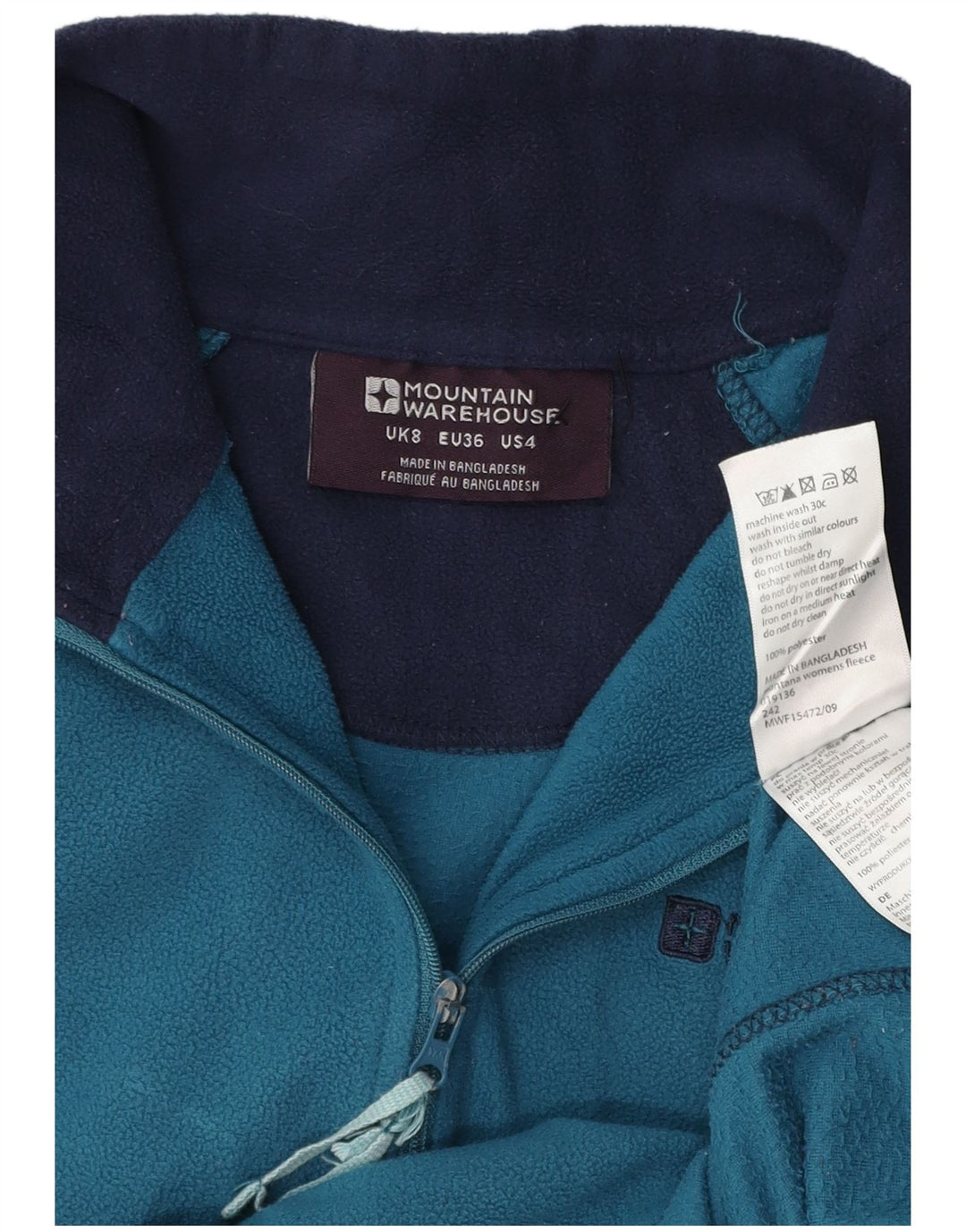 MOUNTAIN WAREHOUSE Womens Zip Neck Fleece Jumper UK 8 Small Blue Polyester