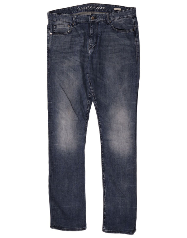 Calvin Klein Mens Slim Jeans W34 L34 Blue Cotton