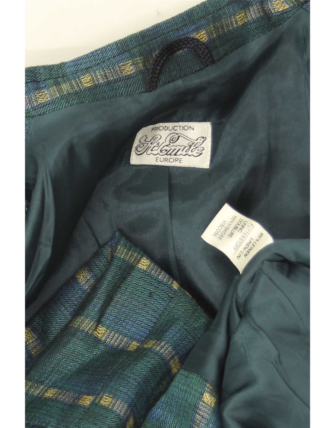 Vintage Womens 3 Button Blazer Jacket UK 14 Medium Green Striped Linen