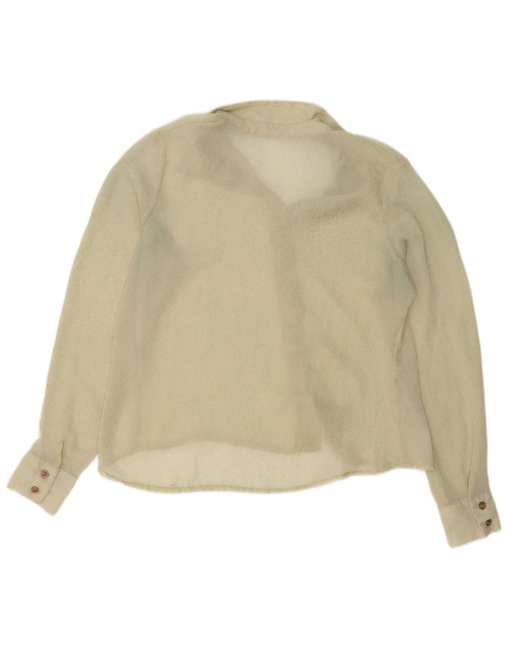 Vintage Womens See Through Shirt UK 14 Medium Beige