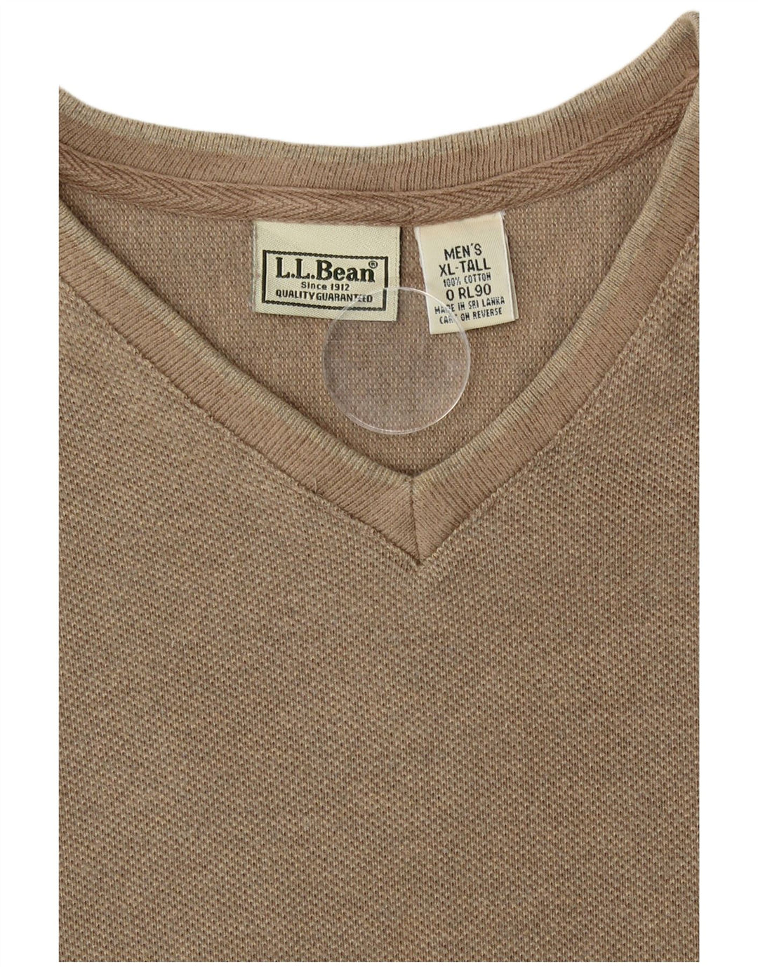 L.L.Bean Mens Top Long Sleeve XL Beige Cotton