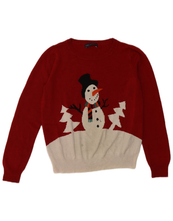 Marks & Spencer Womens Boat Neck Jumper Sweater UK 12 Medium Burgundy Chris