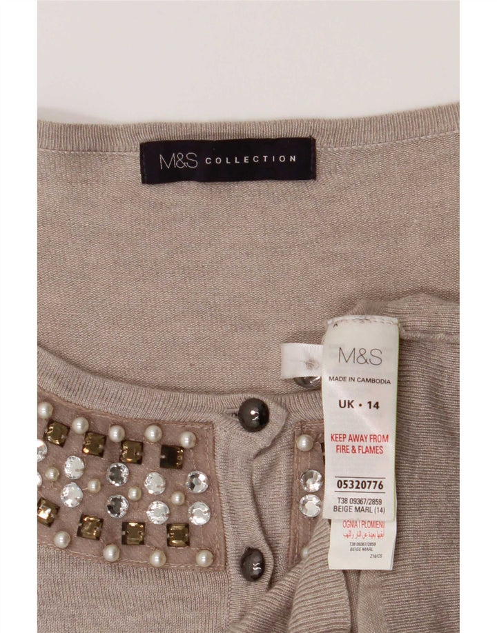Marks & Spencer Womens Cardigan Sweater UK 14 Medium Grey Viscose