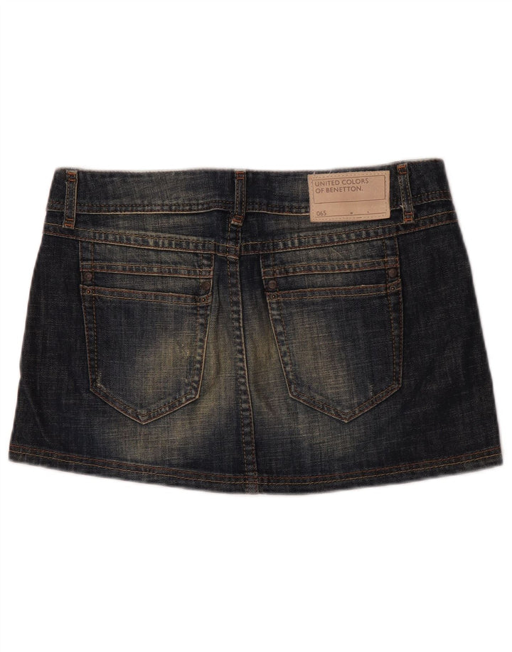 Benetton Womens Mini Denim Skirt IT 44 Medium W32 Navy Blue