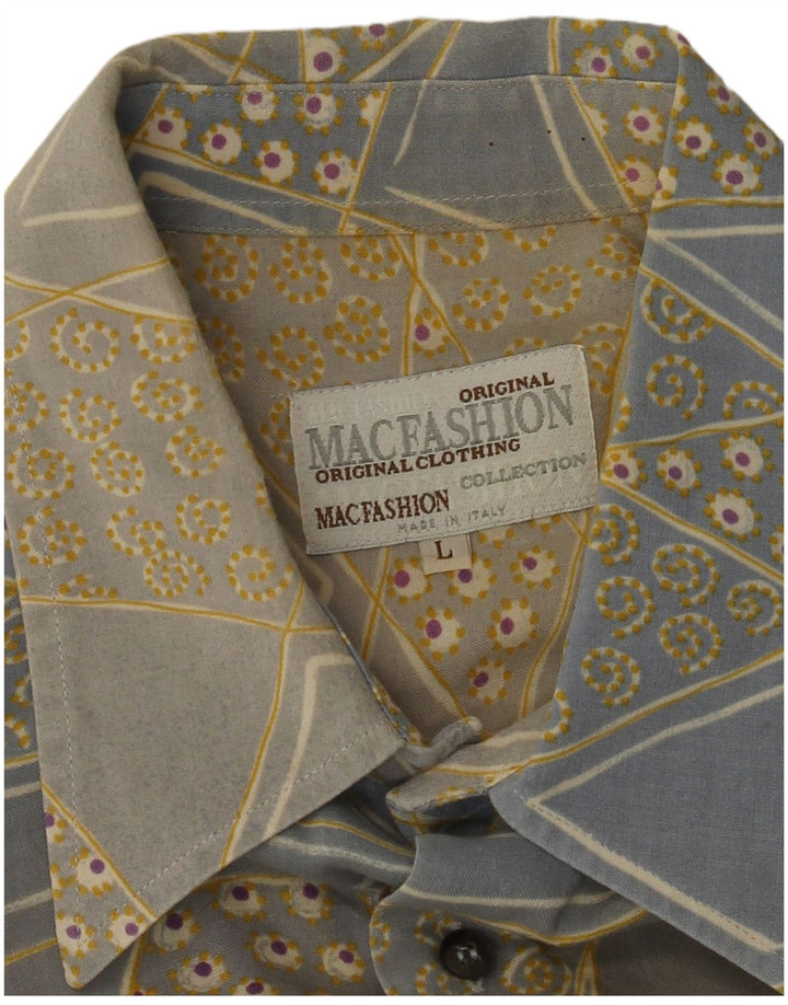 MAC FASHION Mens Short Sleeve Shirt Large Blue Geometric