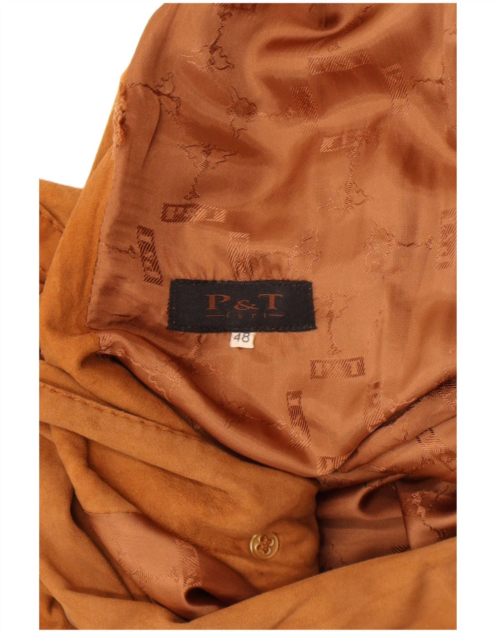 Vintage Womens Suede Overcoat IT 48 XL Brown