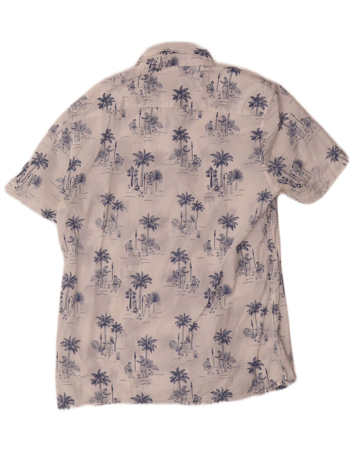 French Connection Mens Graphic Classic Fit Shirt Medium White Cotton