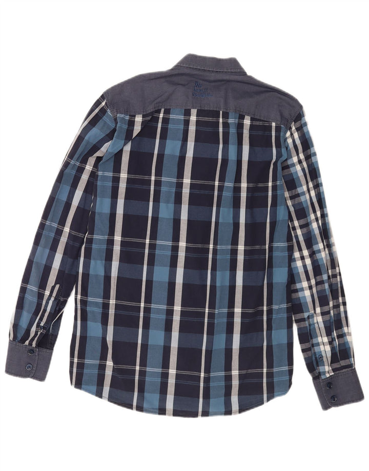 Desigual Mens Shirt Medium Navy Blue Check Cotton