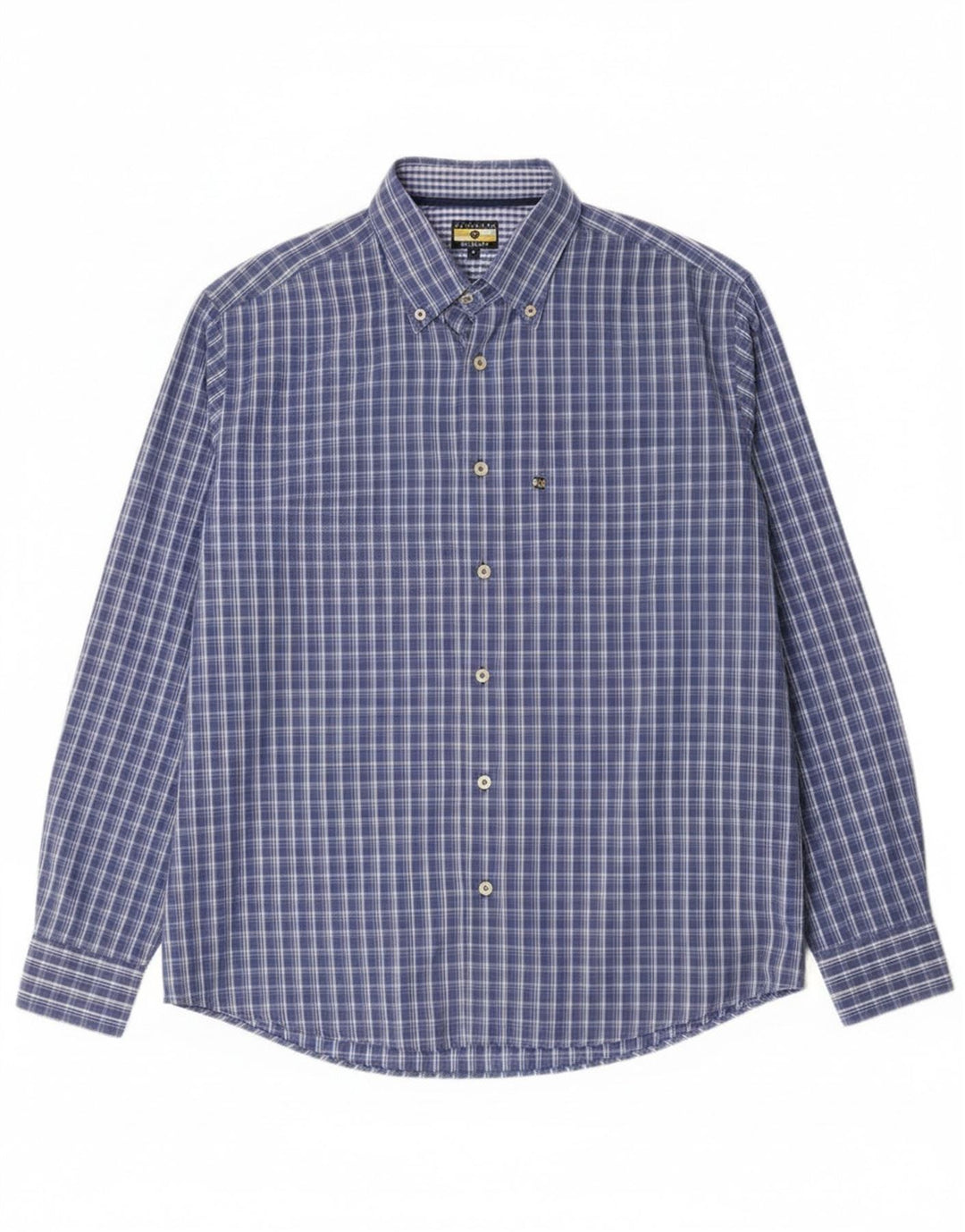 Navigare Mens Shirt Large Blue Check Cotton